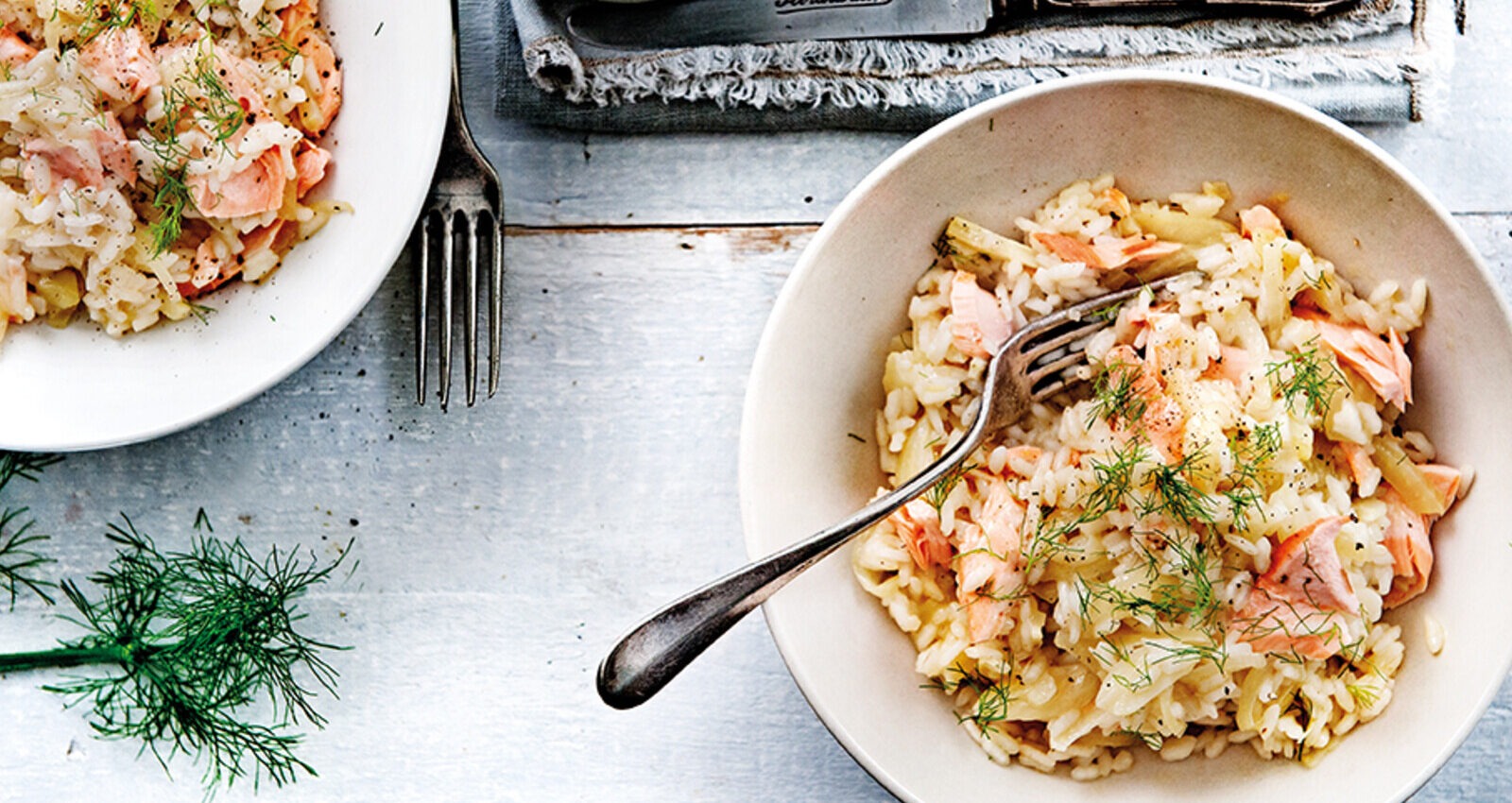 Venkelrisotto met zalmvlokken