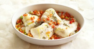 Foto aanbieding schelvishaas. Recept uit de oven